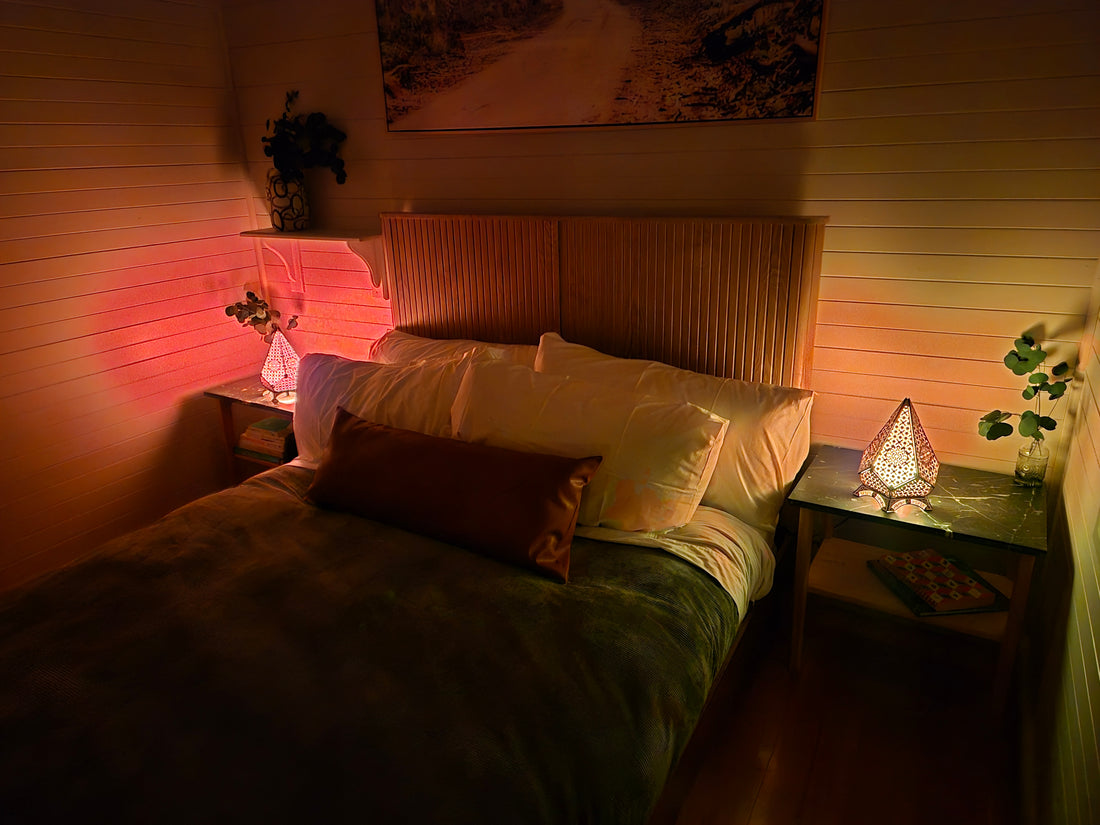 Table Lamp Shipibo Pattern LED Rainbow Colors