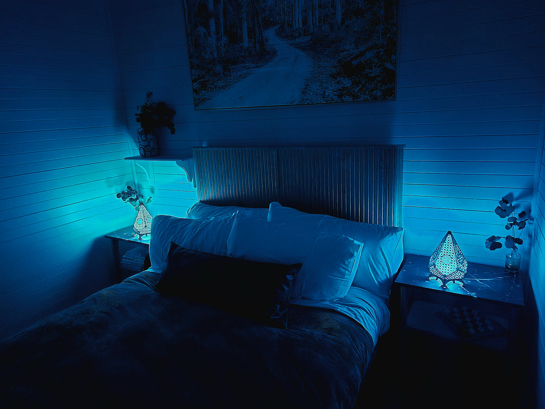 Table Lamp Shipibo Pattern LED Rainbow Colors