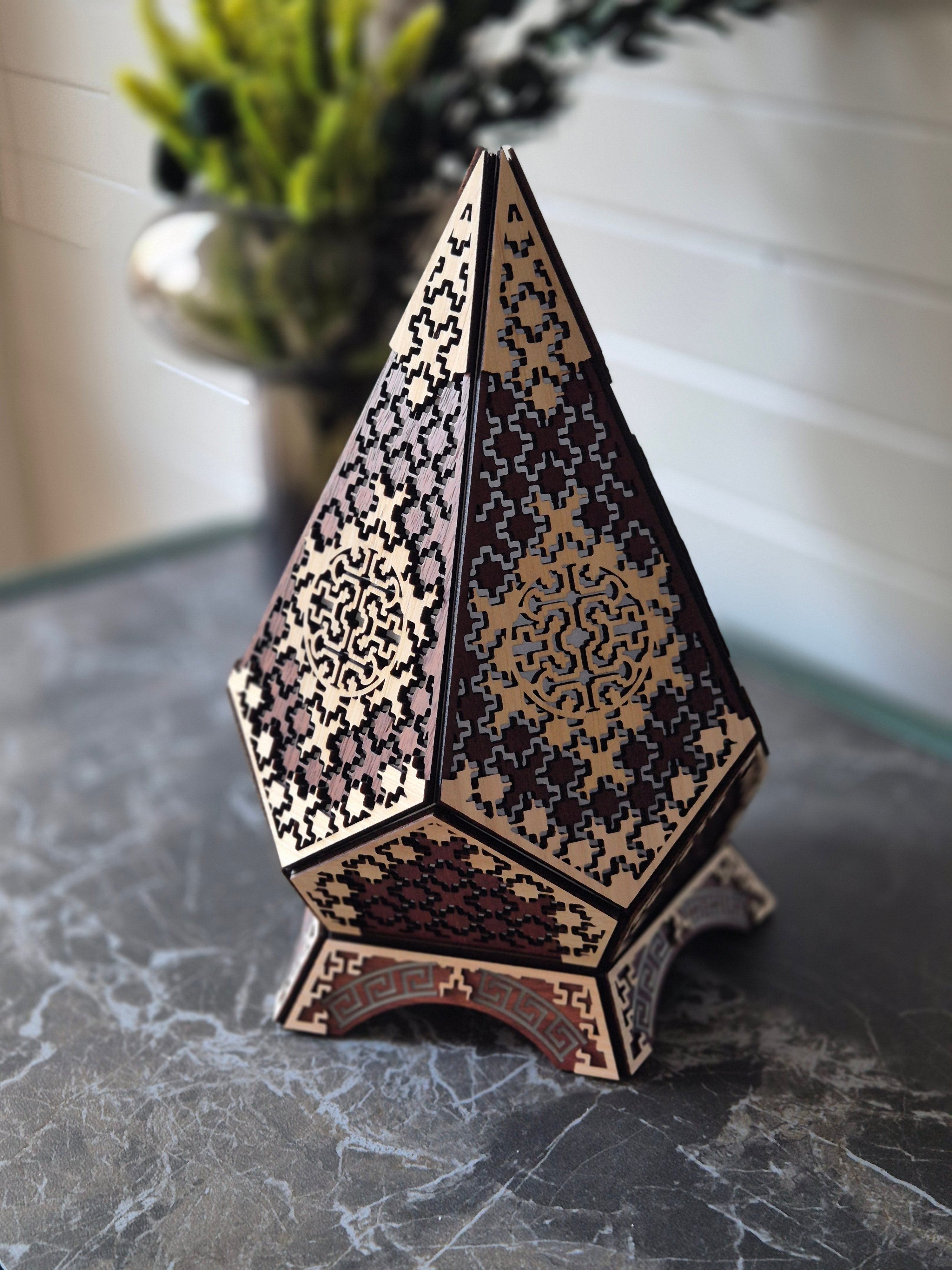 Table Lamp Shipibo Pattern LED Rainbow Colors