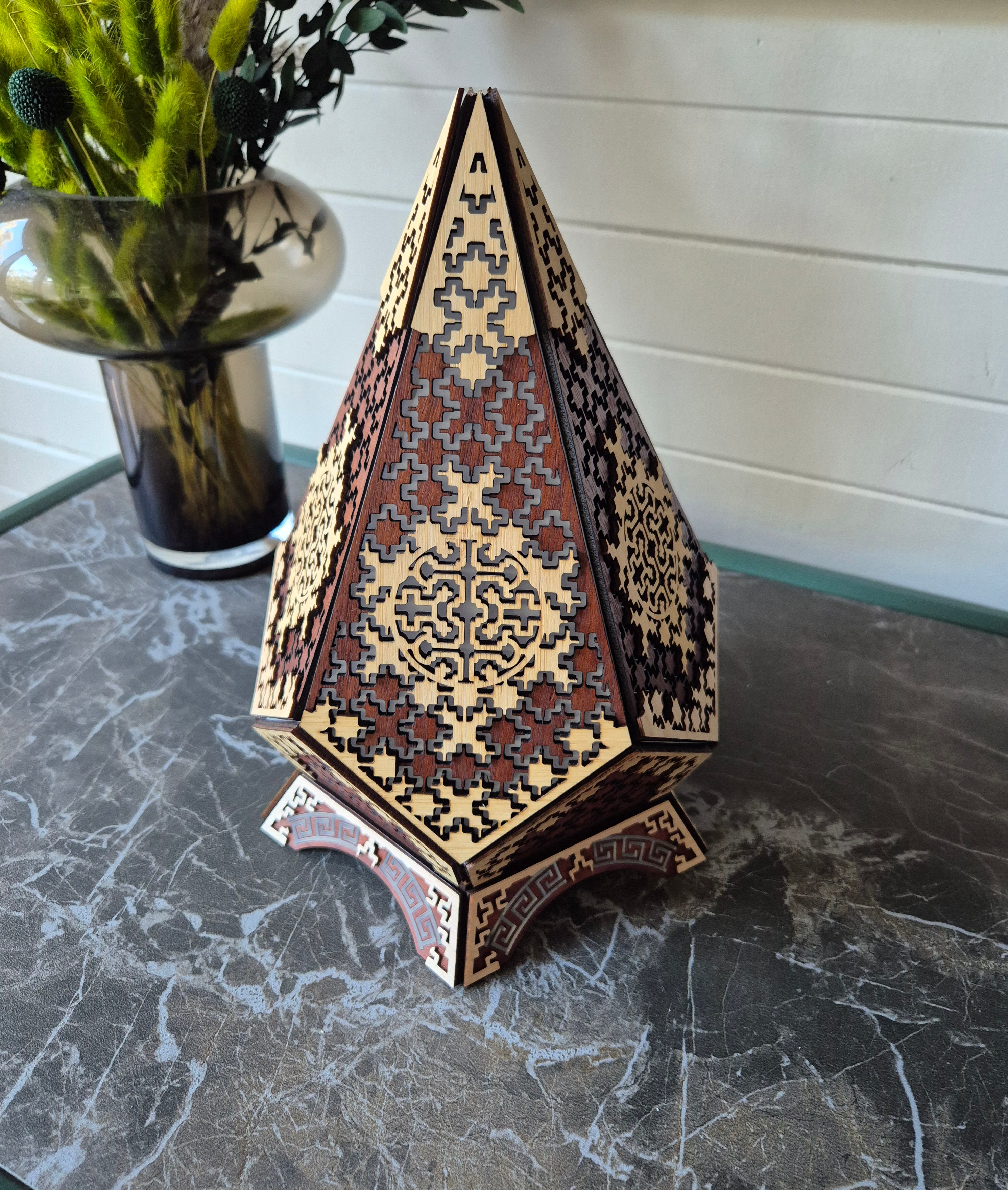 Table Lamp Shipibo Pattern LED Rainbow Colors