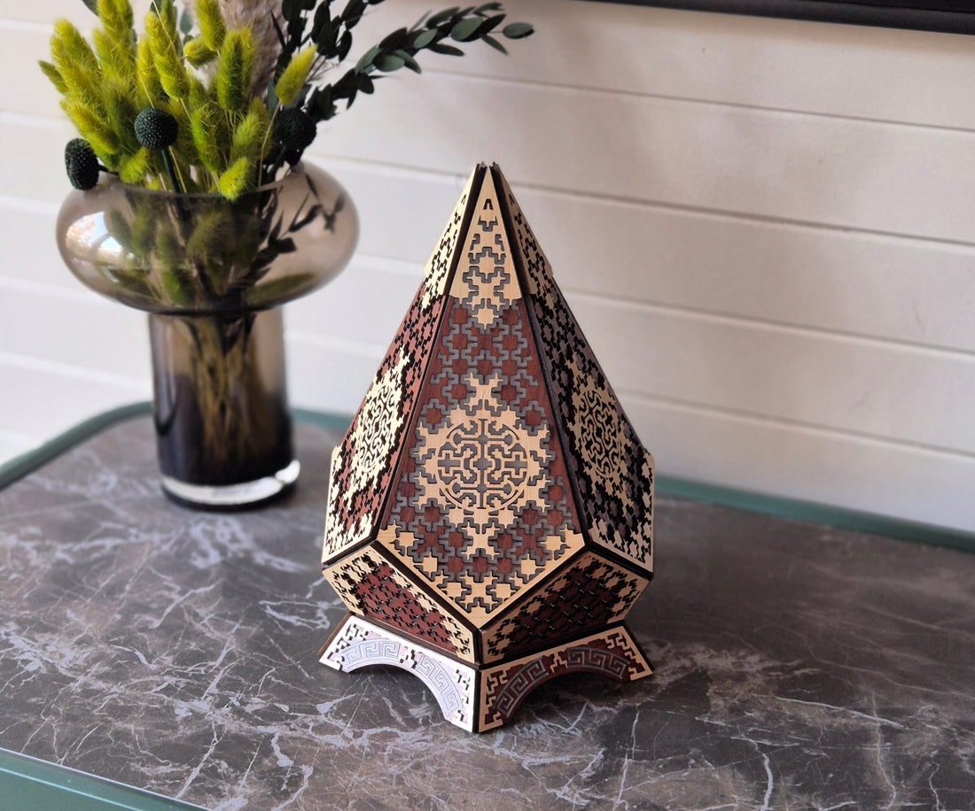 Table Lamp Shipibo Pattern LED Rainbow Colors