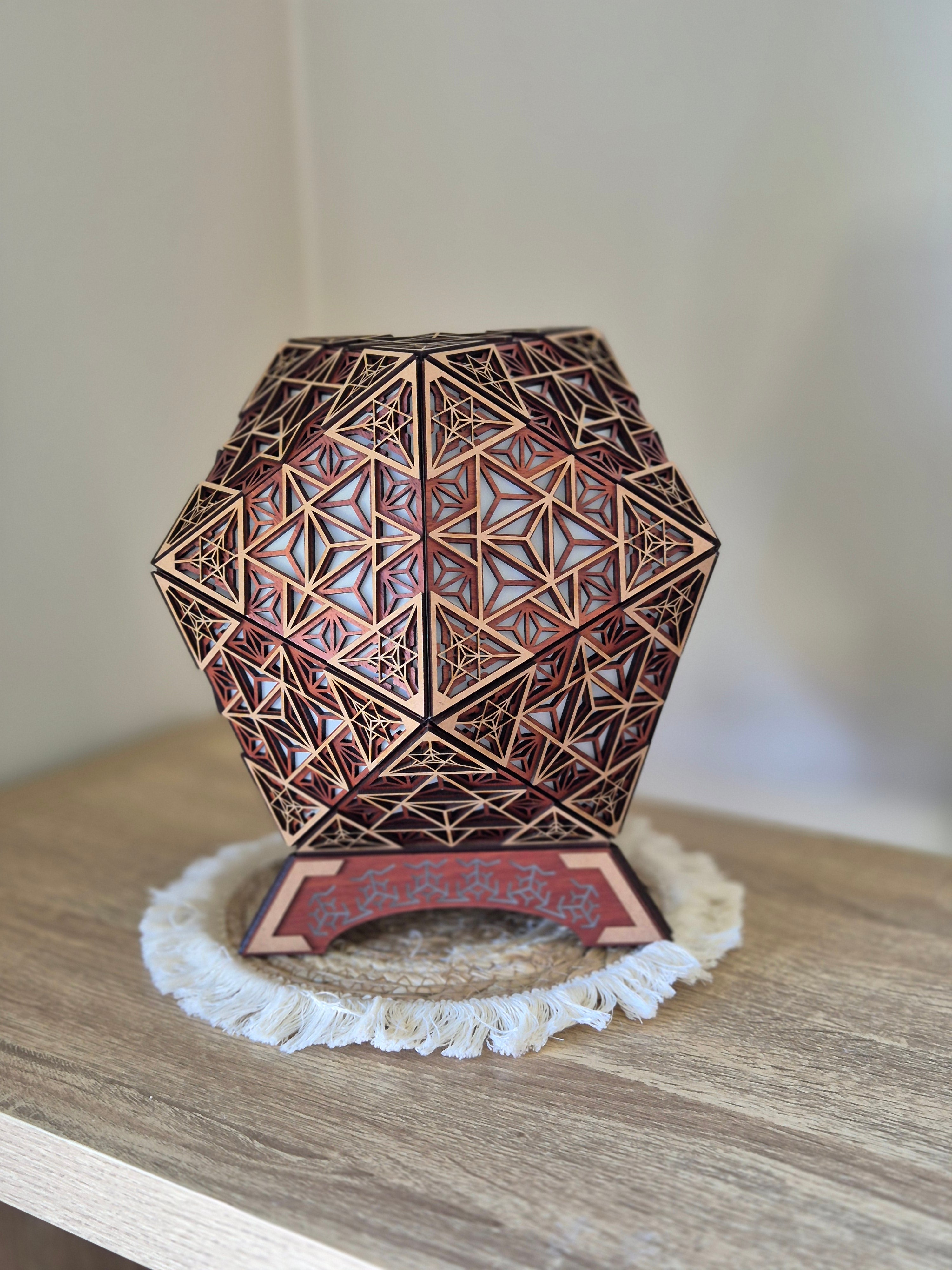 Table Lamp Merkaba Pattern LED Rainbow Colors