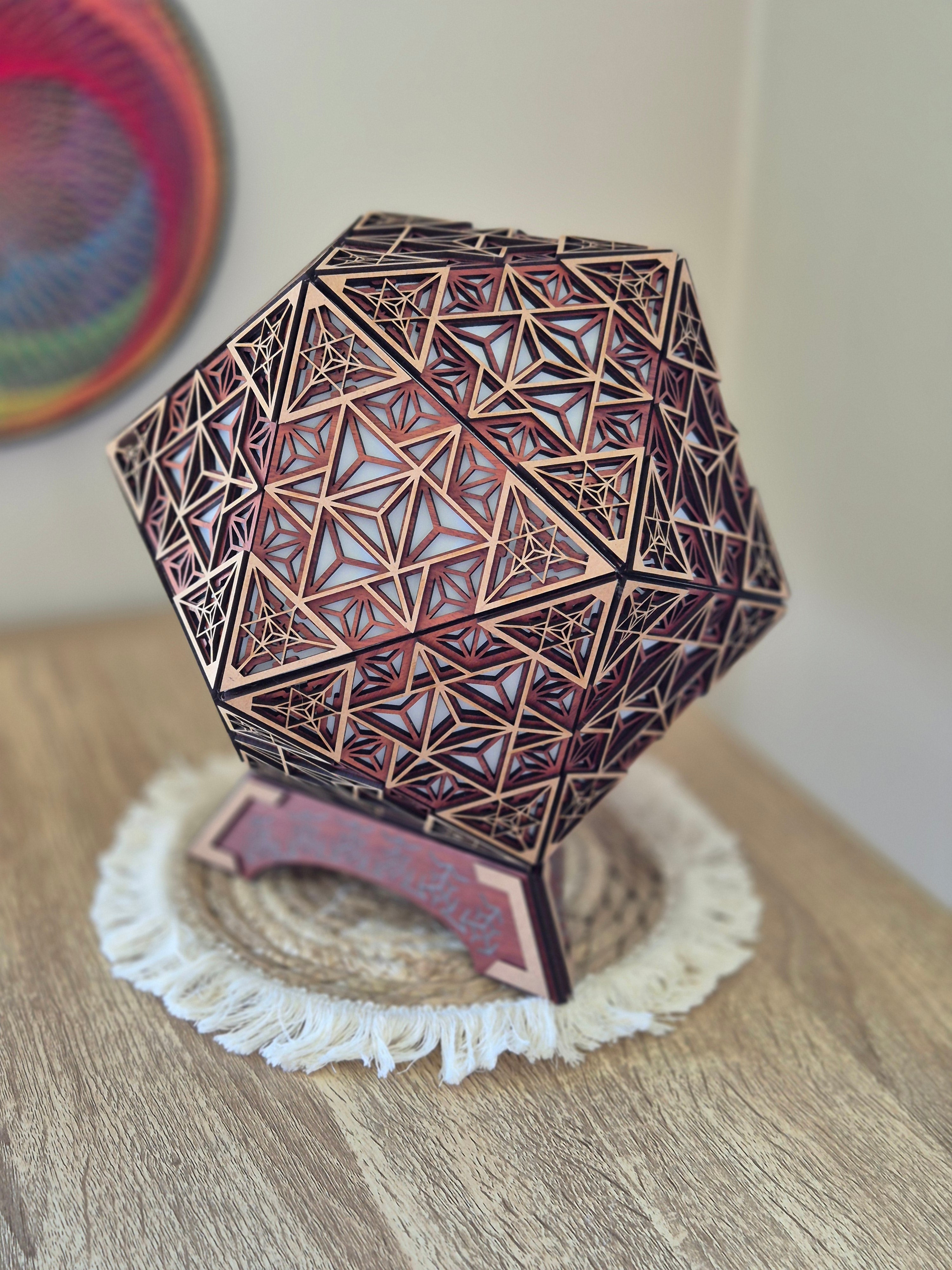 Table Lamp Merkaba Pattern LED Rainbow Colors