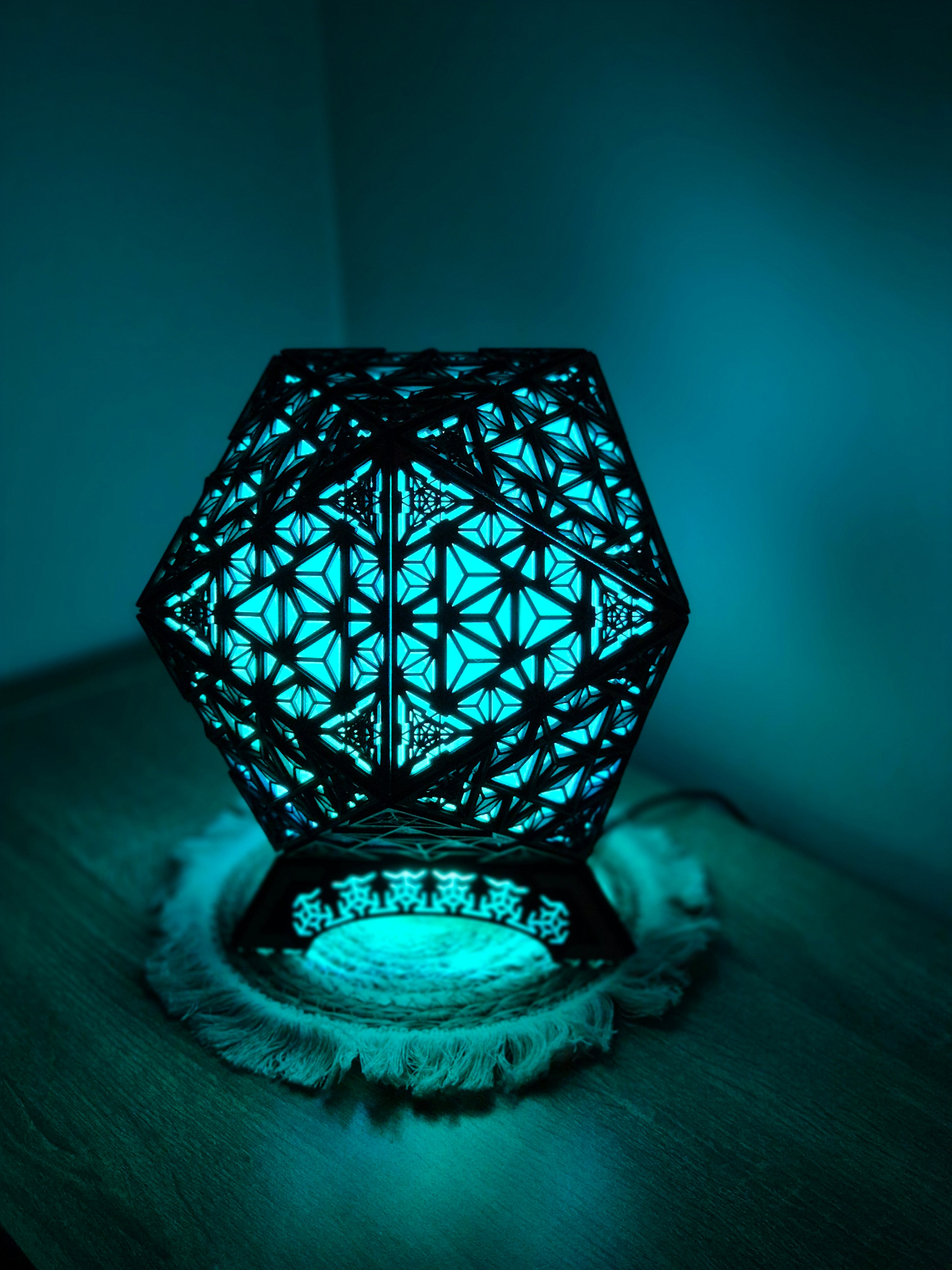 Table Lamp Merkaba Pattern LED Rainbow Colors
