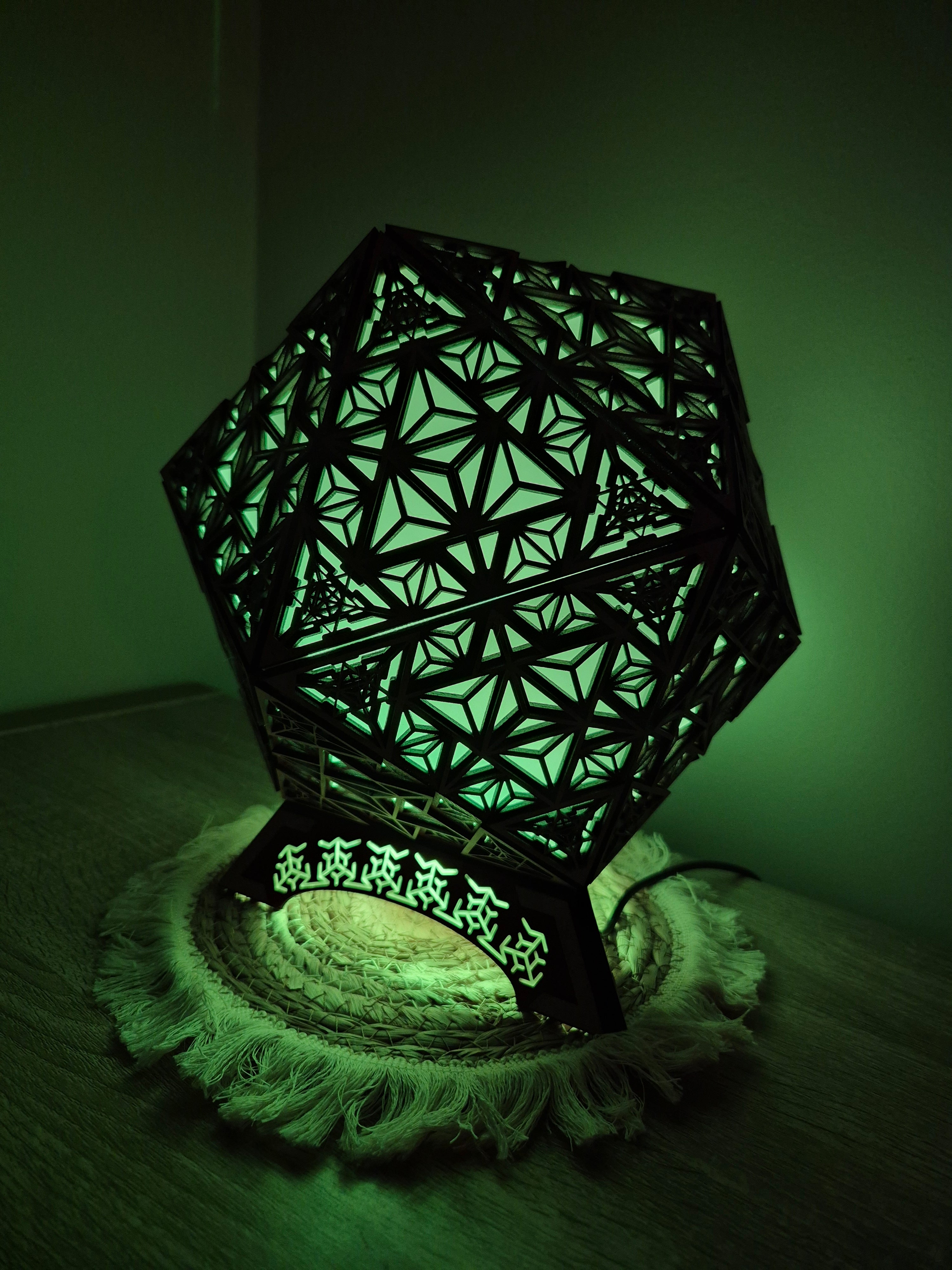Table Lamp Merkaba Pattern LED Rainbow Colors