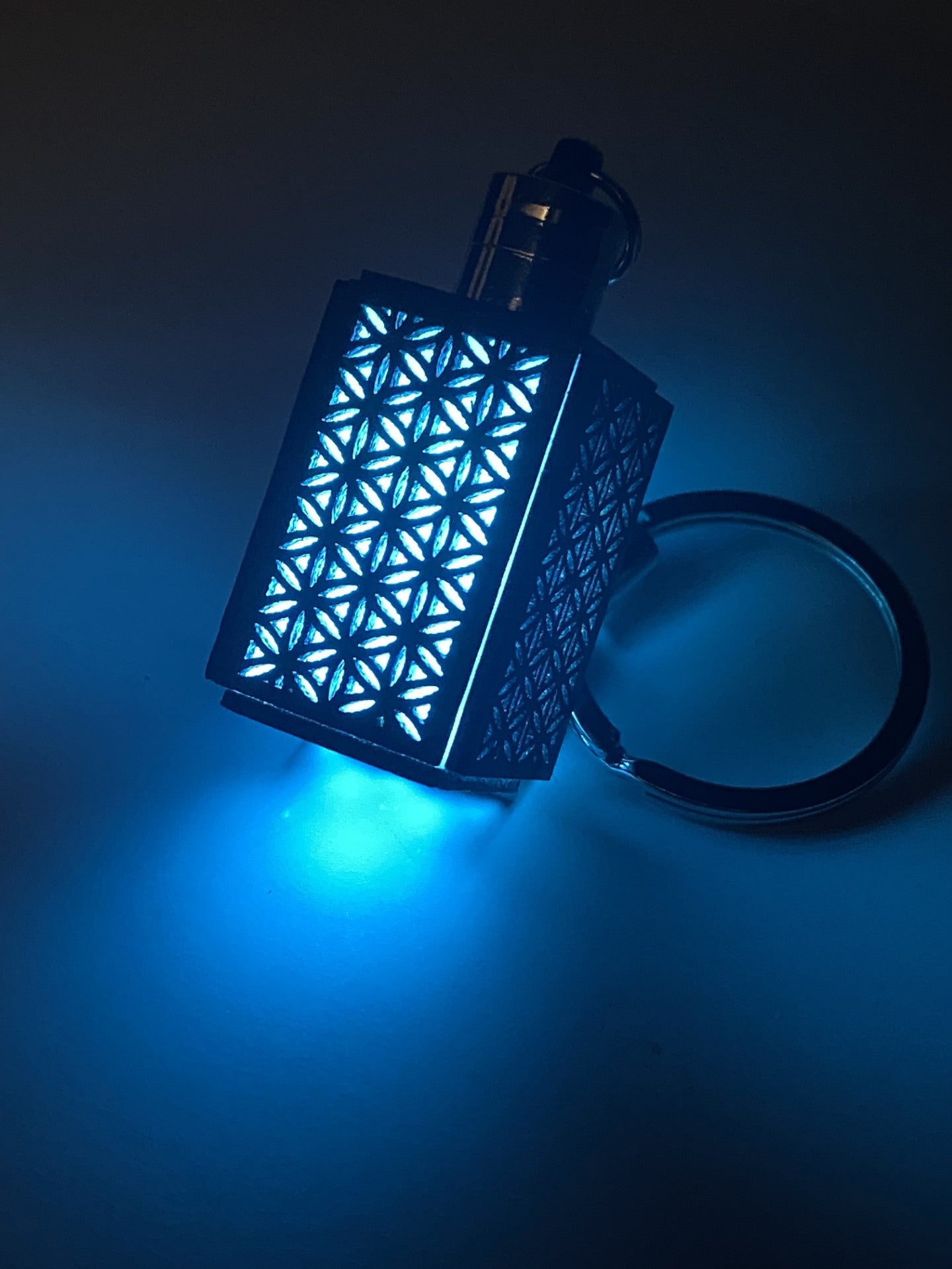 LED Key Ring Flower of Life Cuboid