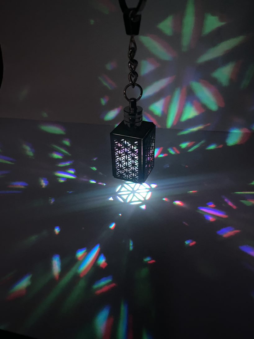 LED Key Ring Flower of Life Cuboid