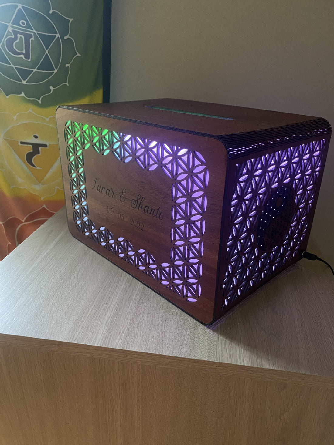 Flower of Life/Yin Yang Pattern LED Rainbow Colors
