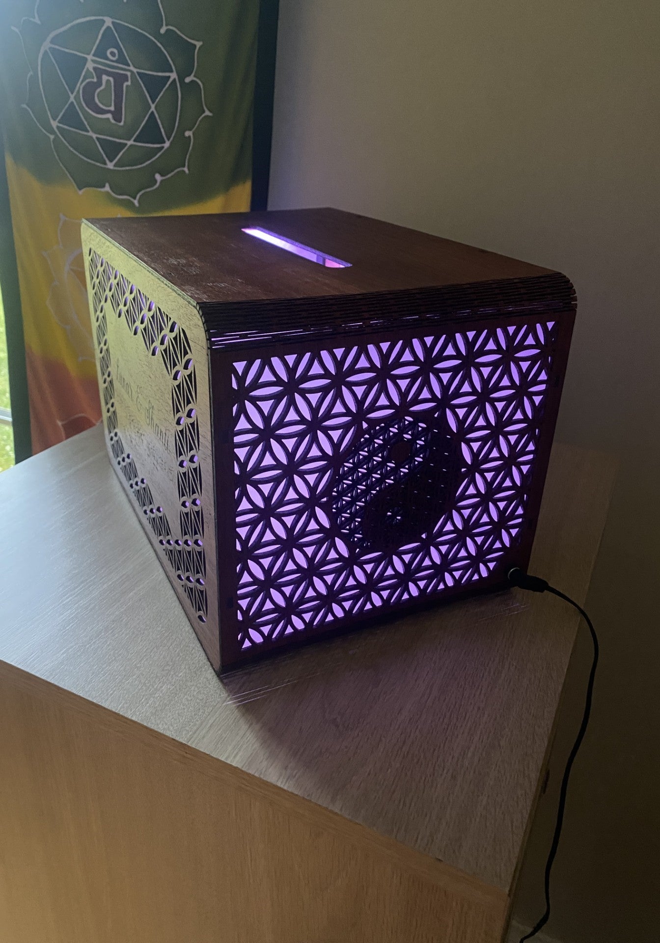 Flower of Life/Yin Yang Pattern LED Rainbow Colors