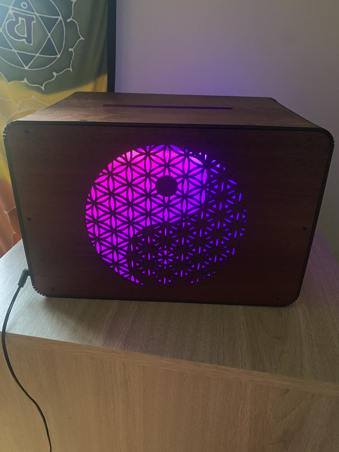 Flower of Life/Yin Yang Pattern LED Rainbow Colors