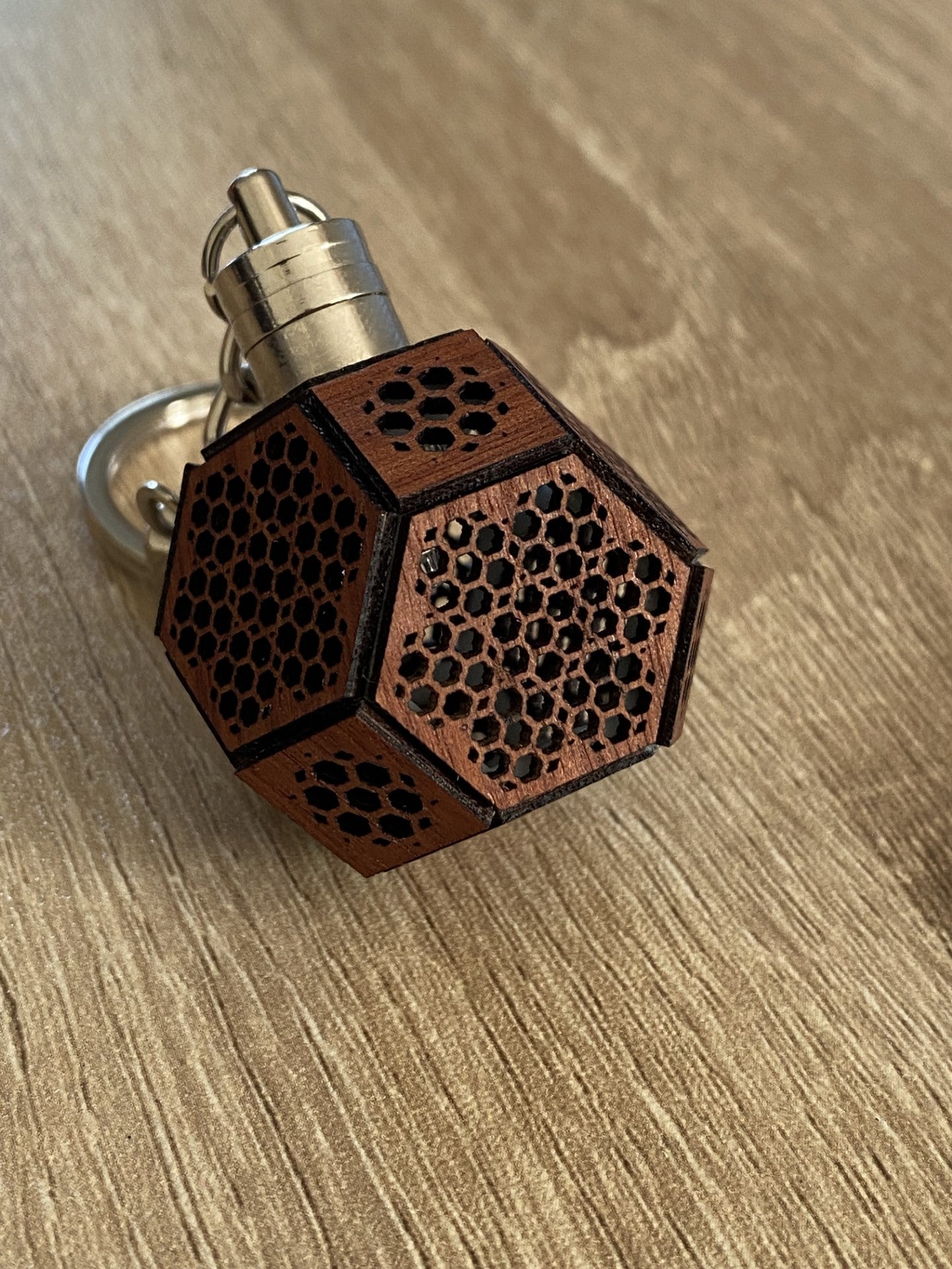 LED Key ring Sacred Geometry Hexagon pattern