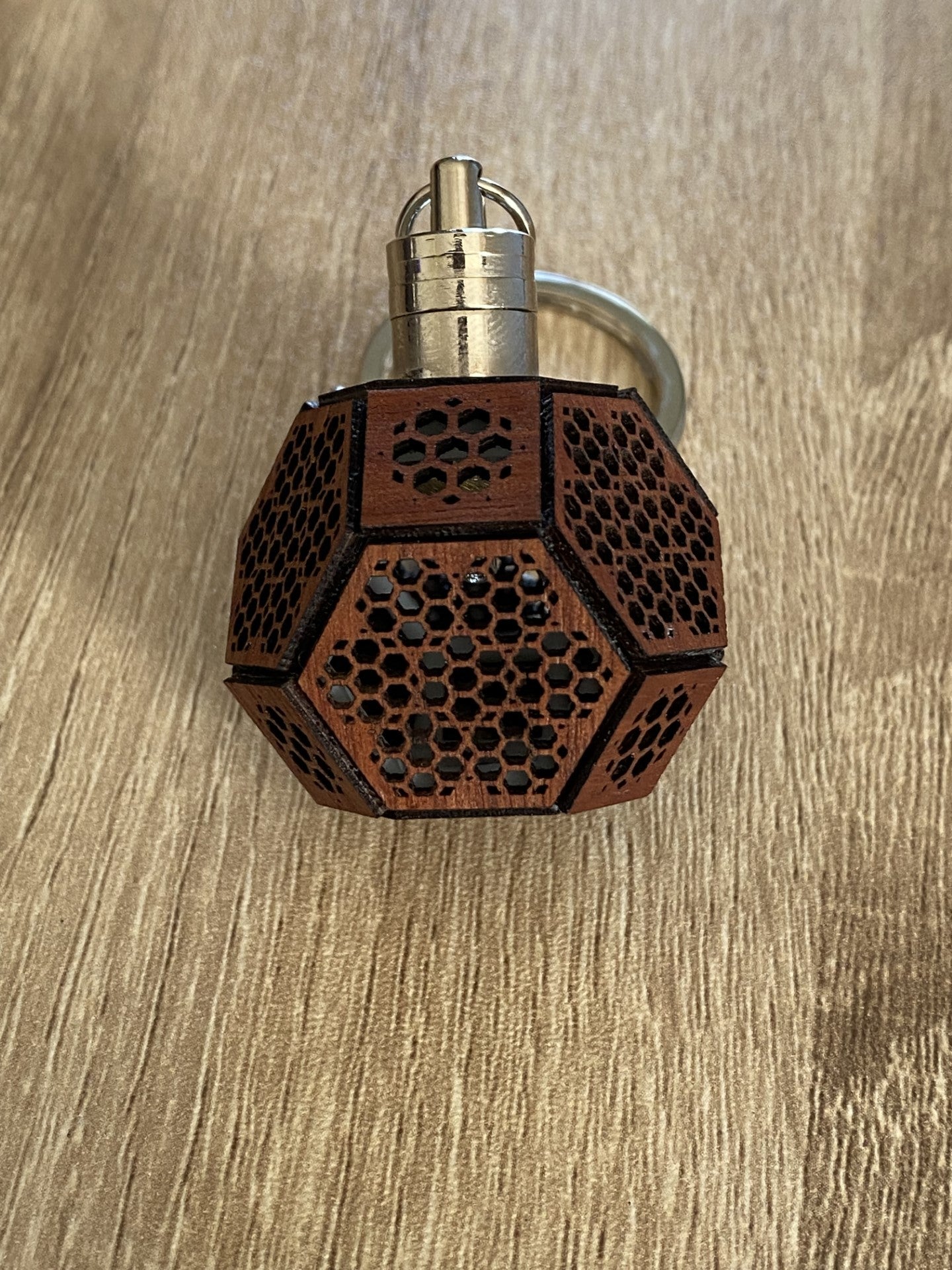 LED Key ring Sacred Geometry Hexagon pattern