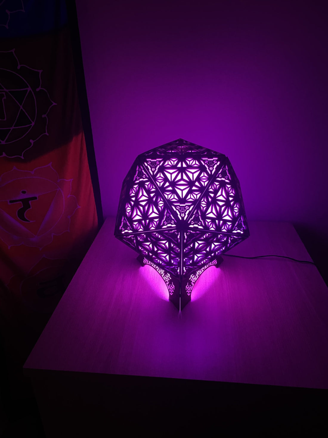 Table Lamp Merkaba Pattern LED Rainbow Colors