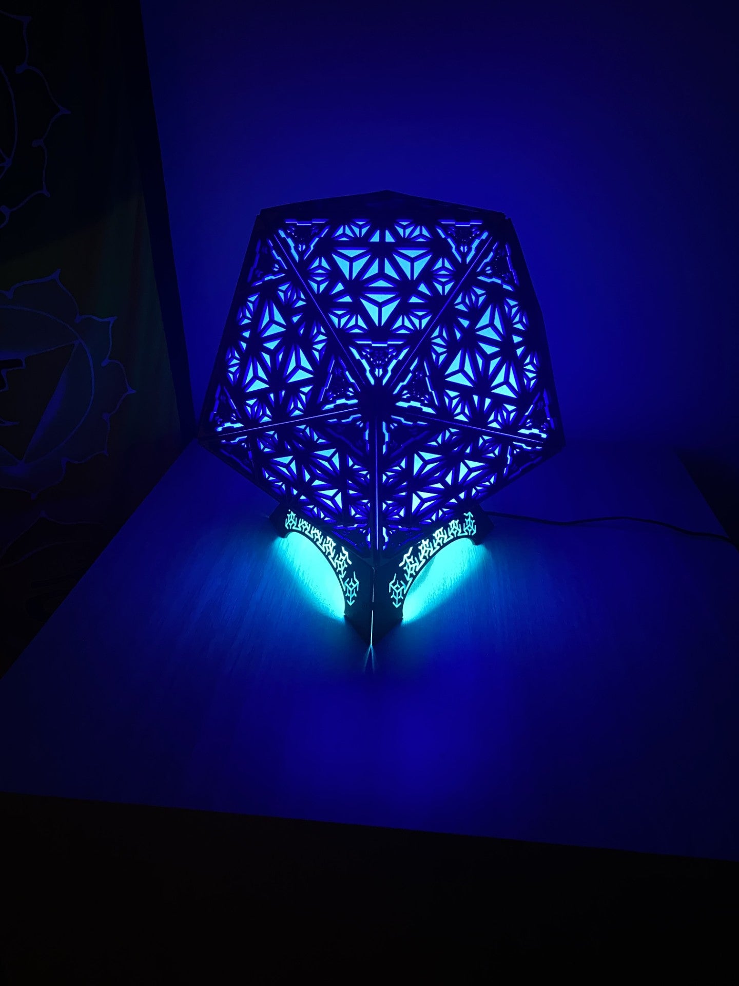 Table Lamp Merkaba Pattern LED Rainbow Colors