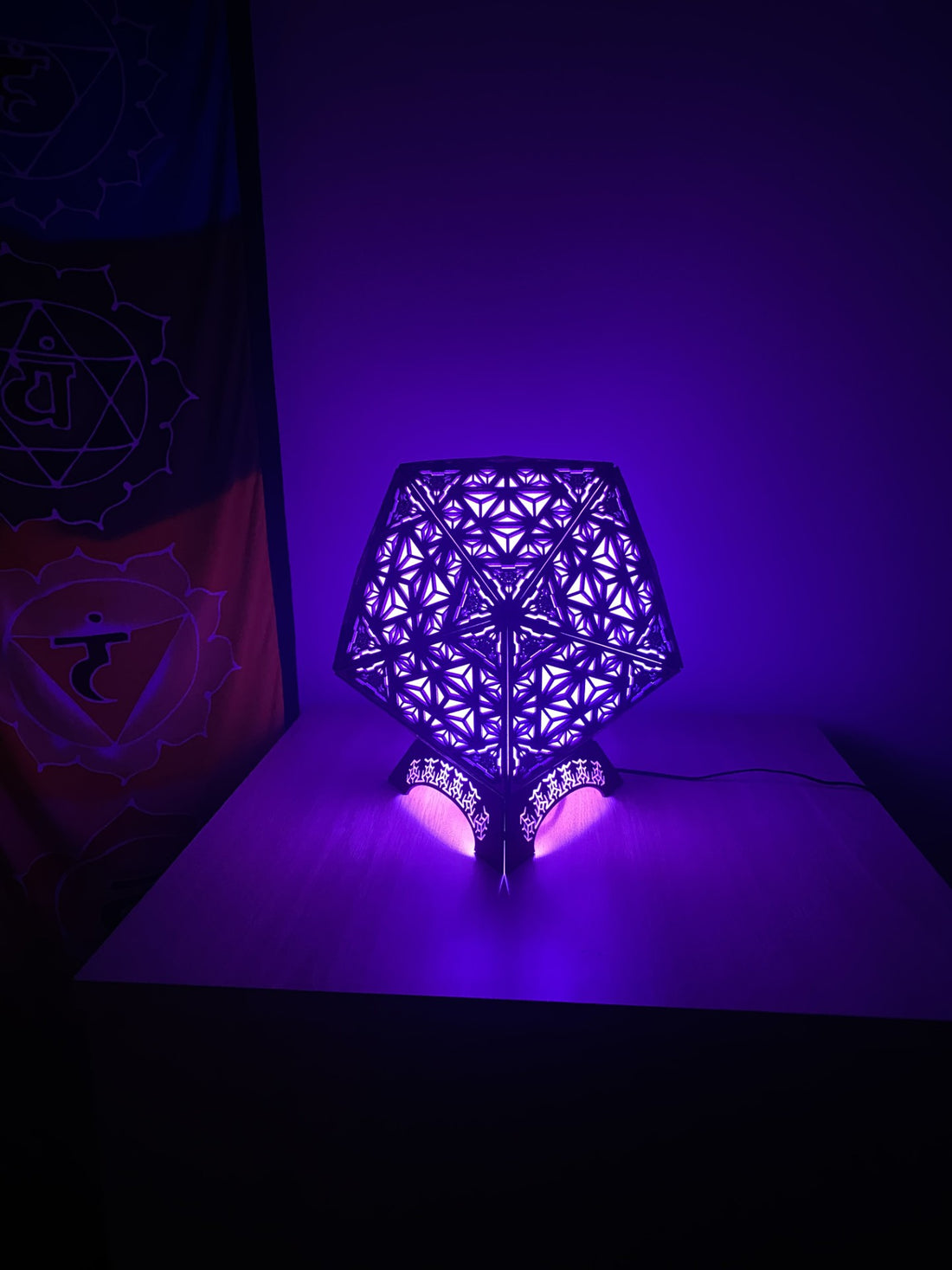 Table Lamp Merkaba Pattern LED Rainbow Colors